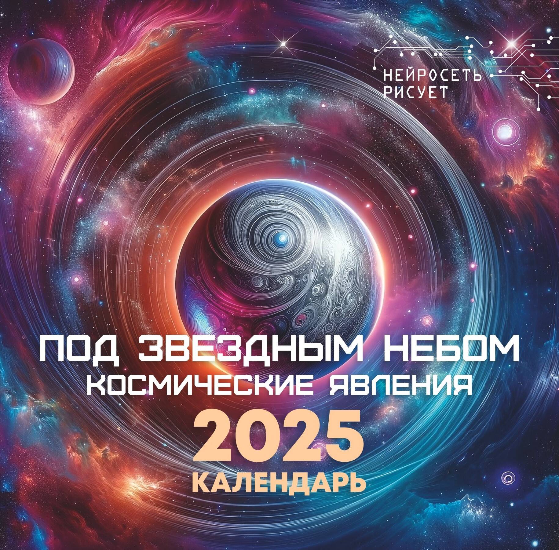 

Календарь 2025 1-блочный 300х300мм Скрепка 14л Под звездным небом Космические явления АСТ 882631