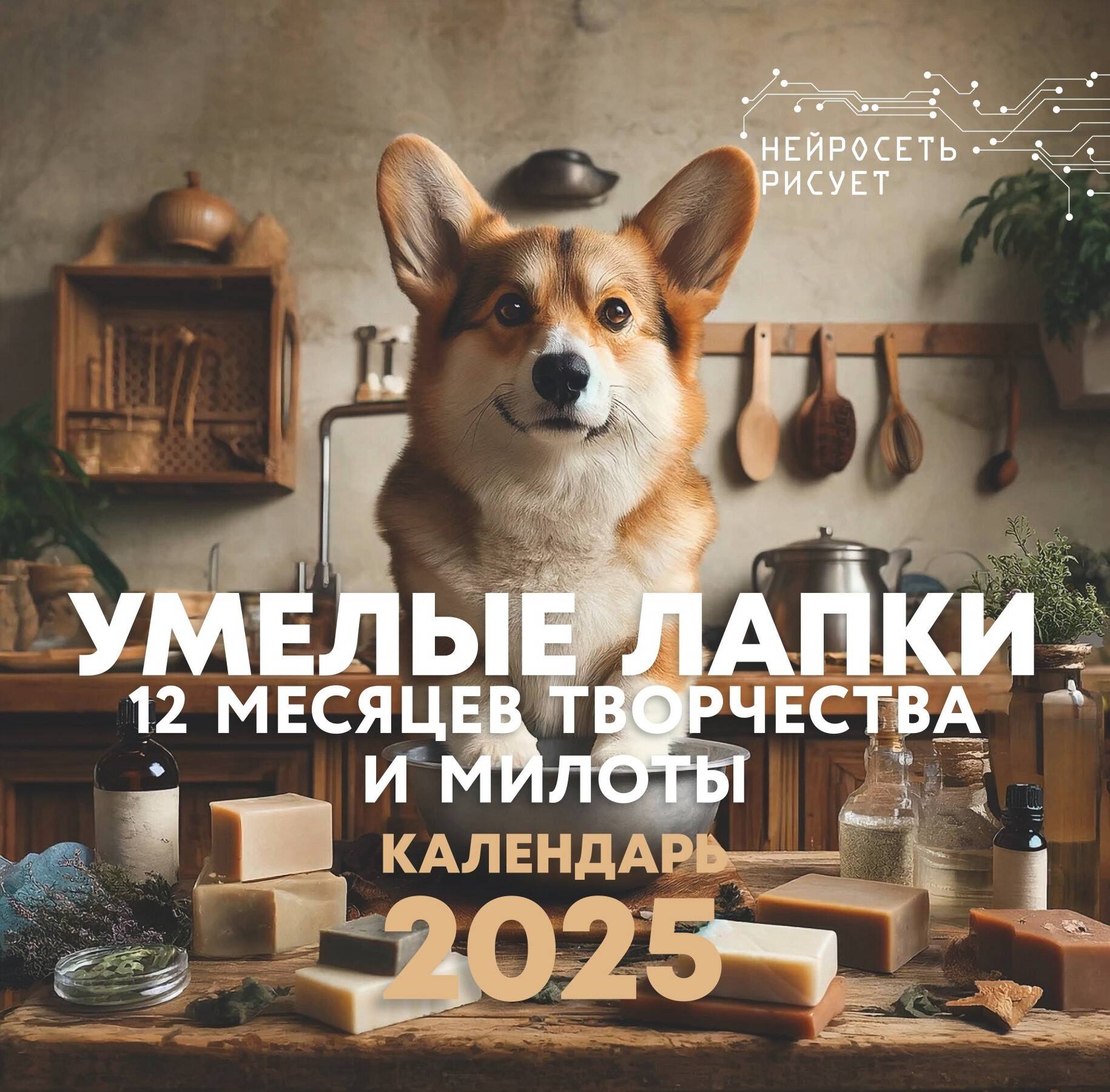 

Календарь 2025 1-блочный 300х300мм Скрепка 14л Умелые лапки 12 месяцев творчества и милоты АСТ 882634