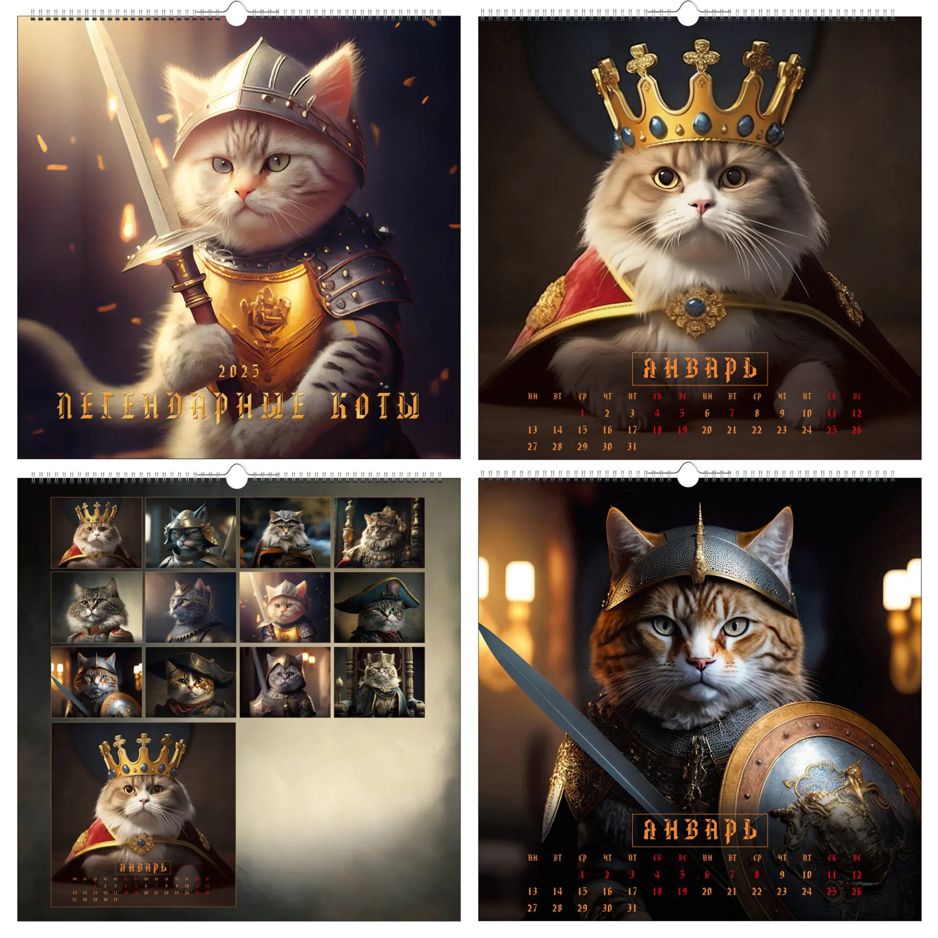 

Календарь 2025 1-блочный 320х320мм Гребень+ригель 6л Легендарные коты Listoff КПКС2502