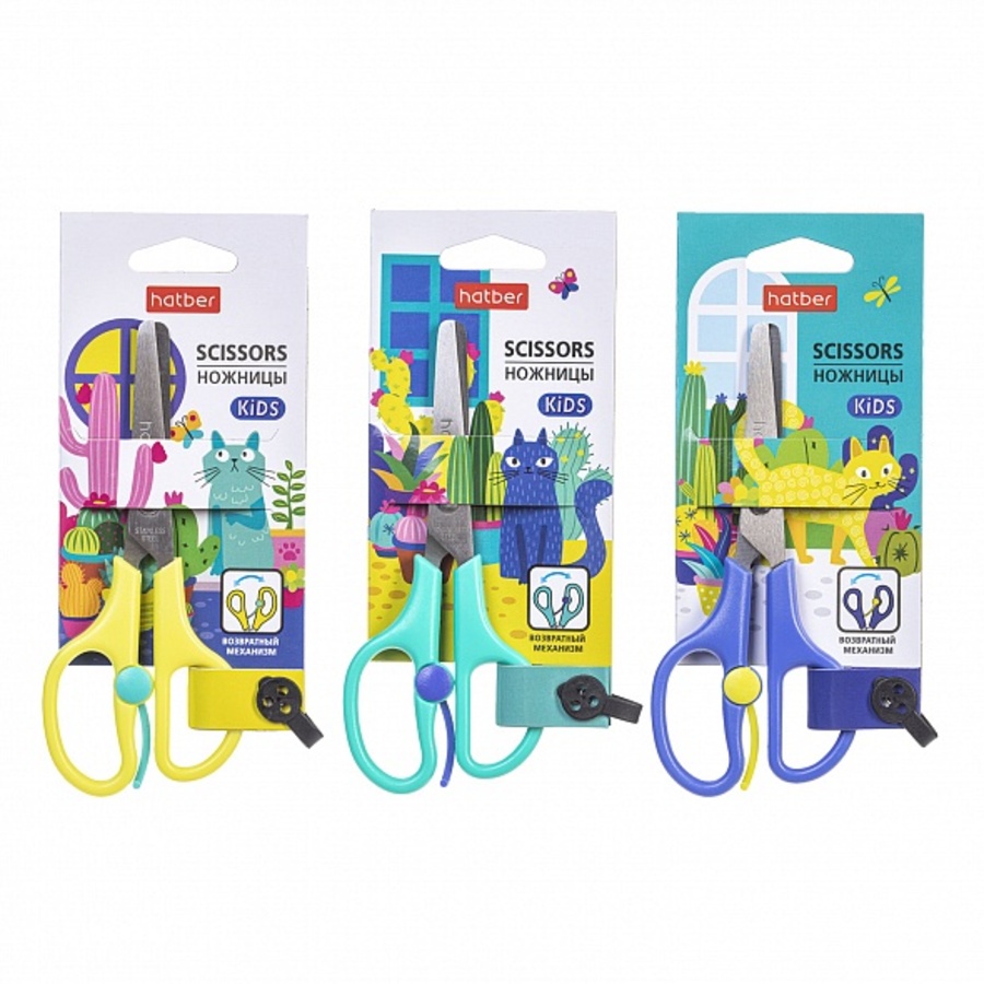 

Ножницы детские 135мм Кис-Кис закругленные пласт.ручки ассорти европодвес HATBER CS_072030