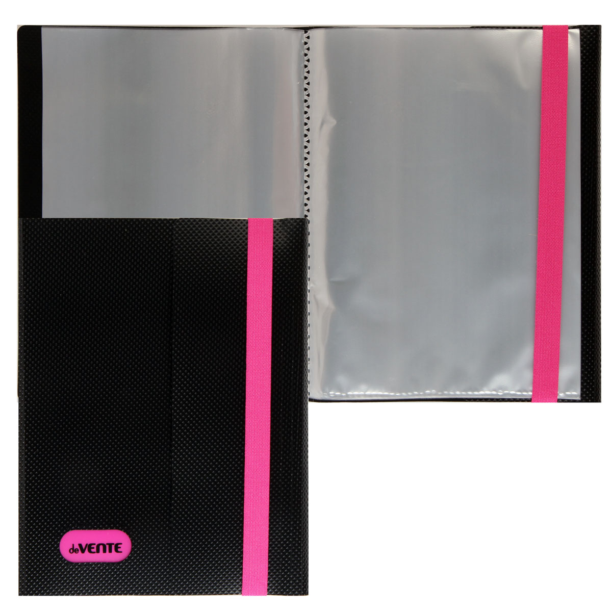 

Папка 20 вкладышей пластик А5 торец 17мм пл.500мкм MonoChrome черный неон розовый deVENTE 3101926
