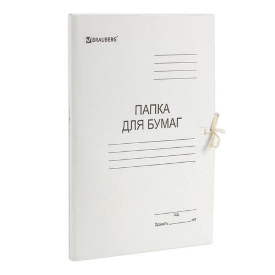 

Папка с завязками 280г/м2 картон мелованный на 200л белый BRAUBERG 110924