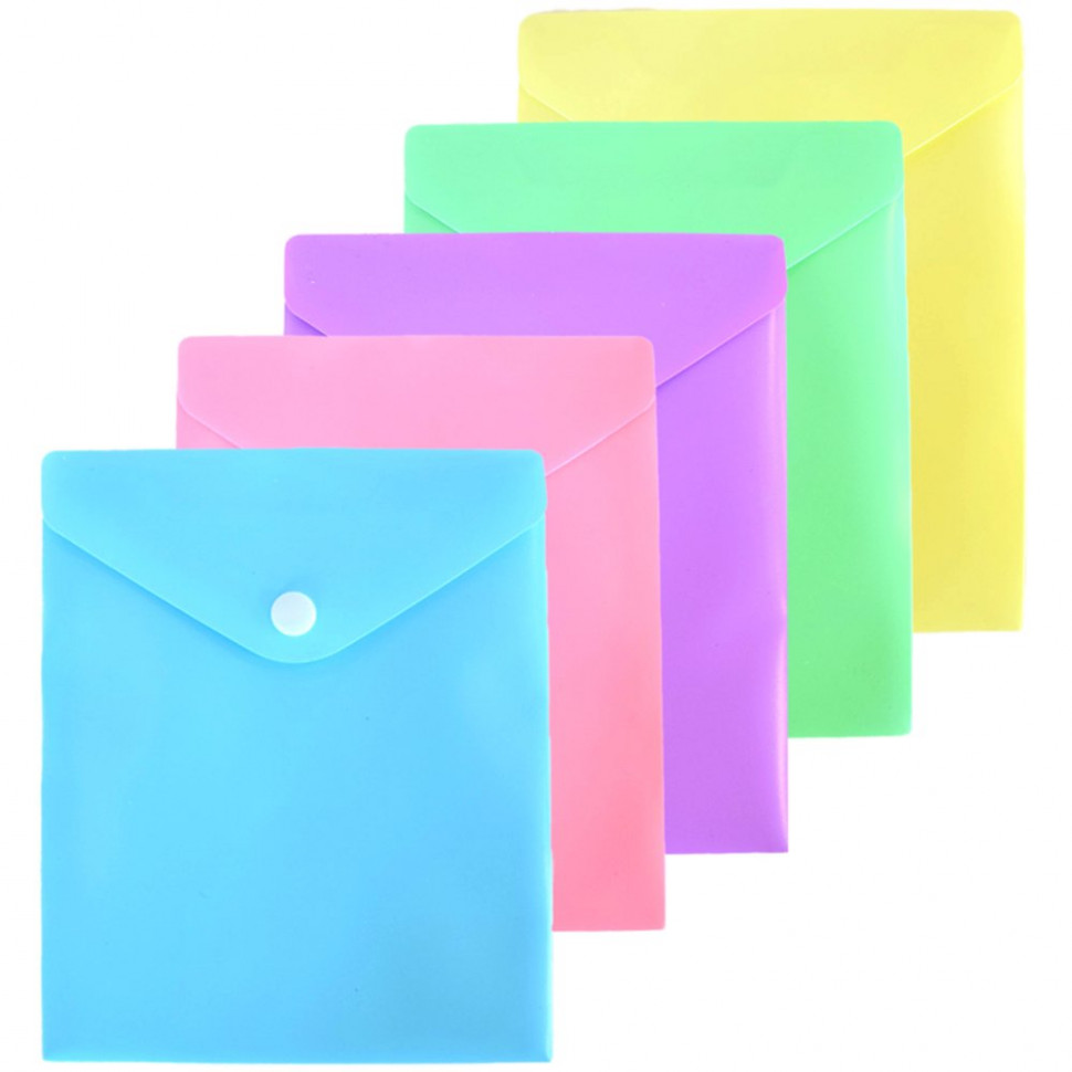 

Папка с кнопкой пластик А6 1отд. пл.180мкм Pastel непрозр. ассорти deVENTE 3071344