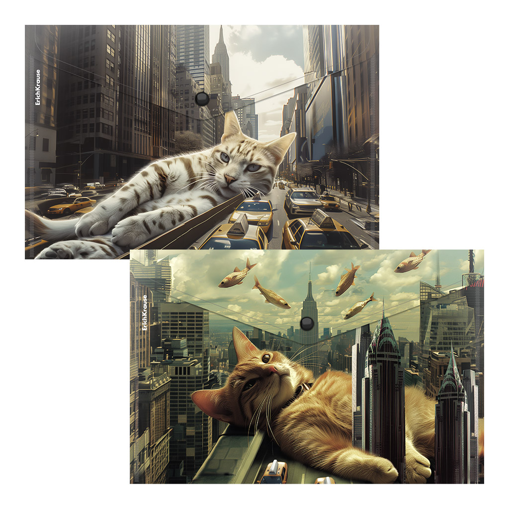 

Папка с кнопкой пластик А4 1отд. пл.160мкм Big City Cats ассорти ERICH KRAUSE 63511