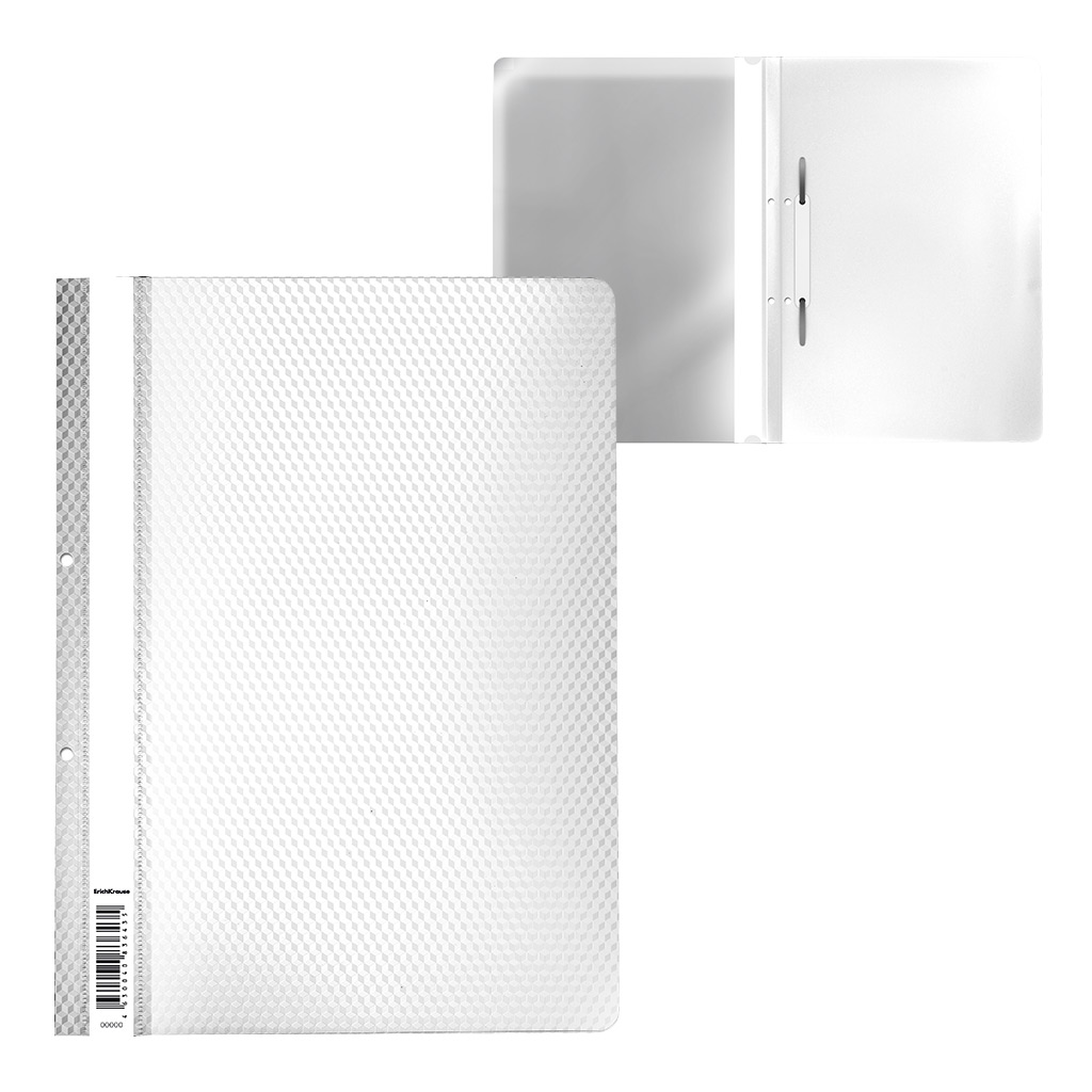 Папка скоросшиватель пластик А4 на 130л с перфор Diamond Total White 120180мкм ERICH KRAUSE 55121 29₽