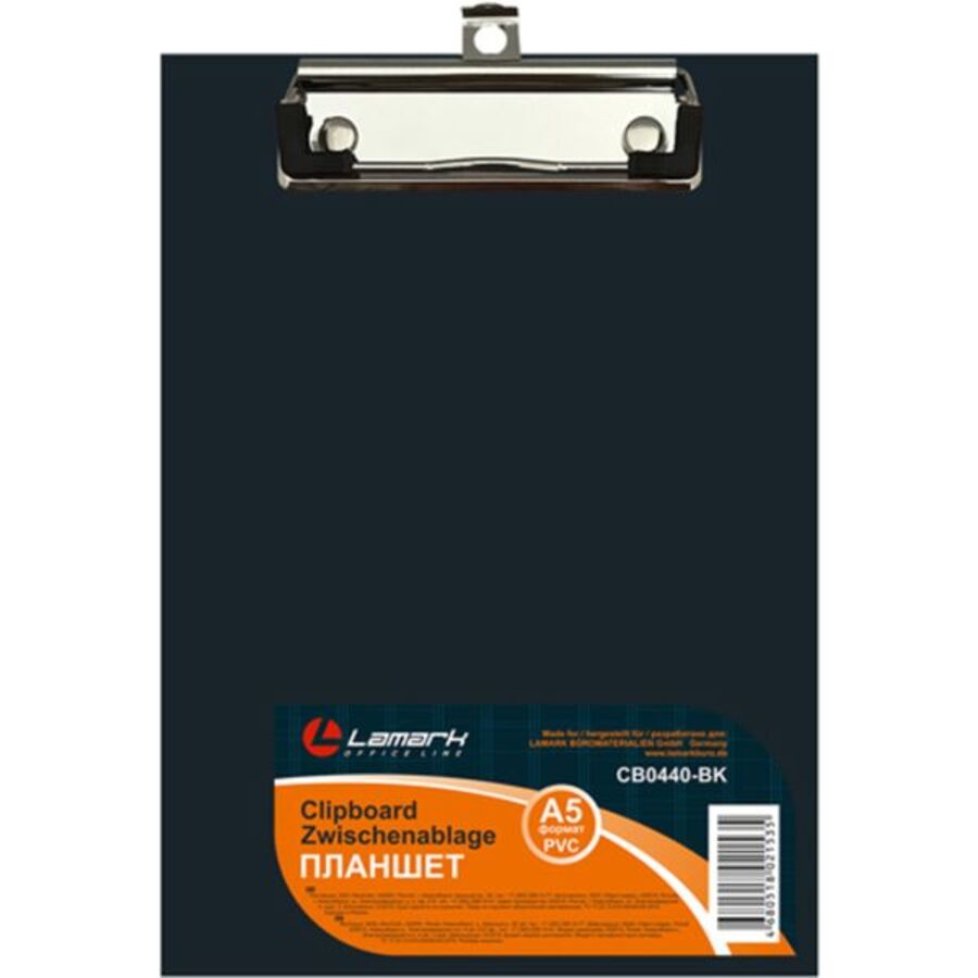 

Планшет А5 ПВХ вертик. с верхним прижимом PVC черный Lamark CB0440-BK