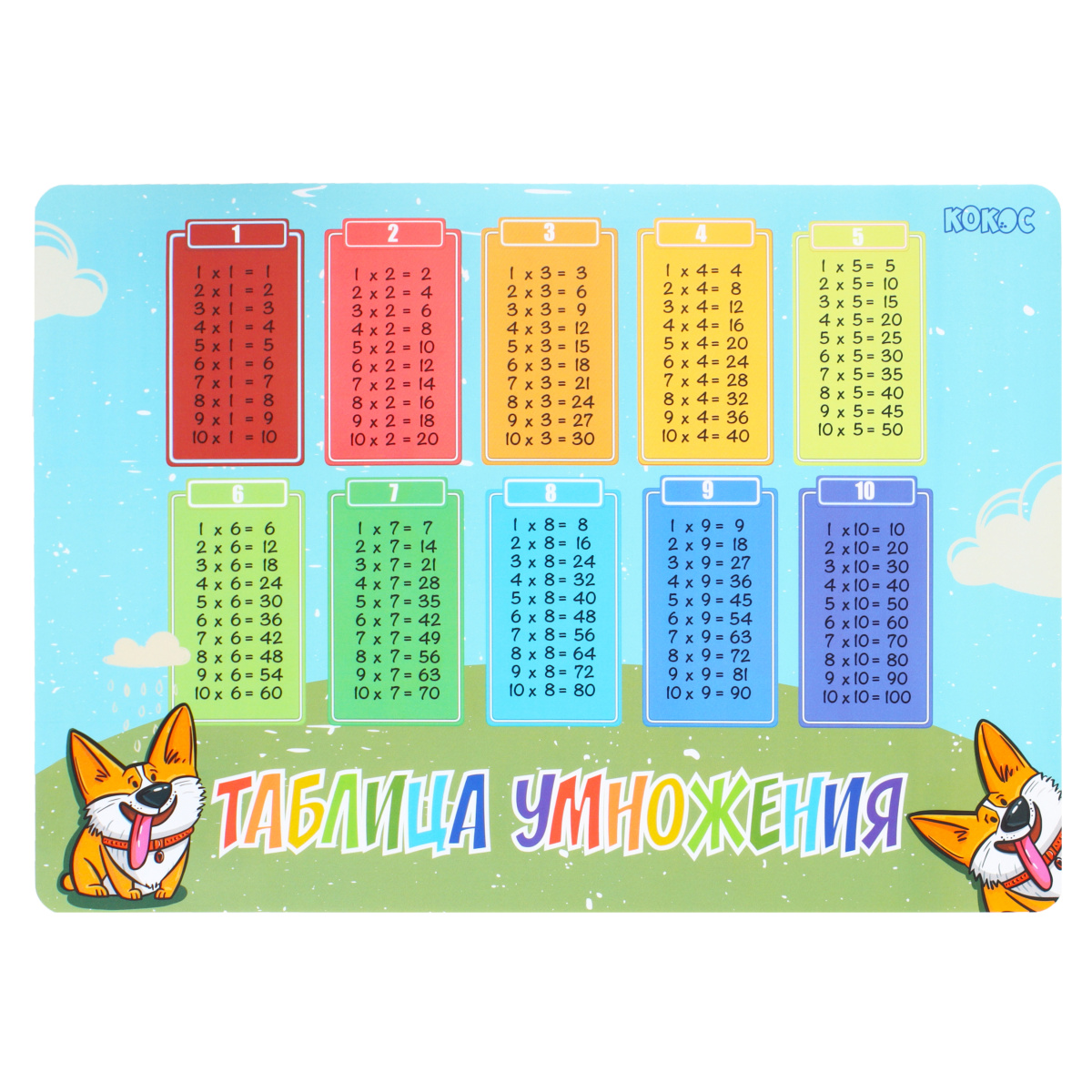 

Скатерть для труда 35х50см 120мкм Таблица умножения Corgi Style Кокос 230329 (уни)