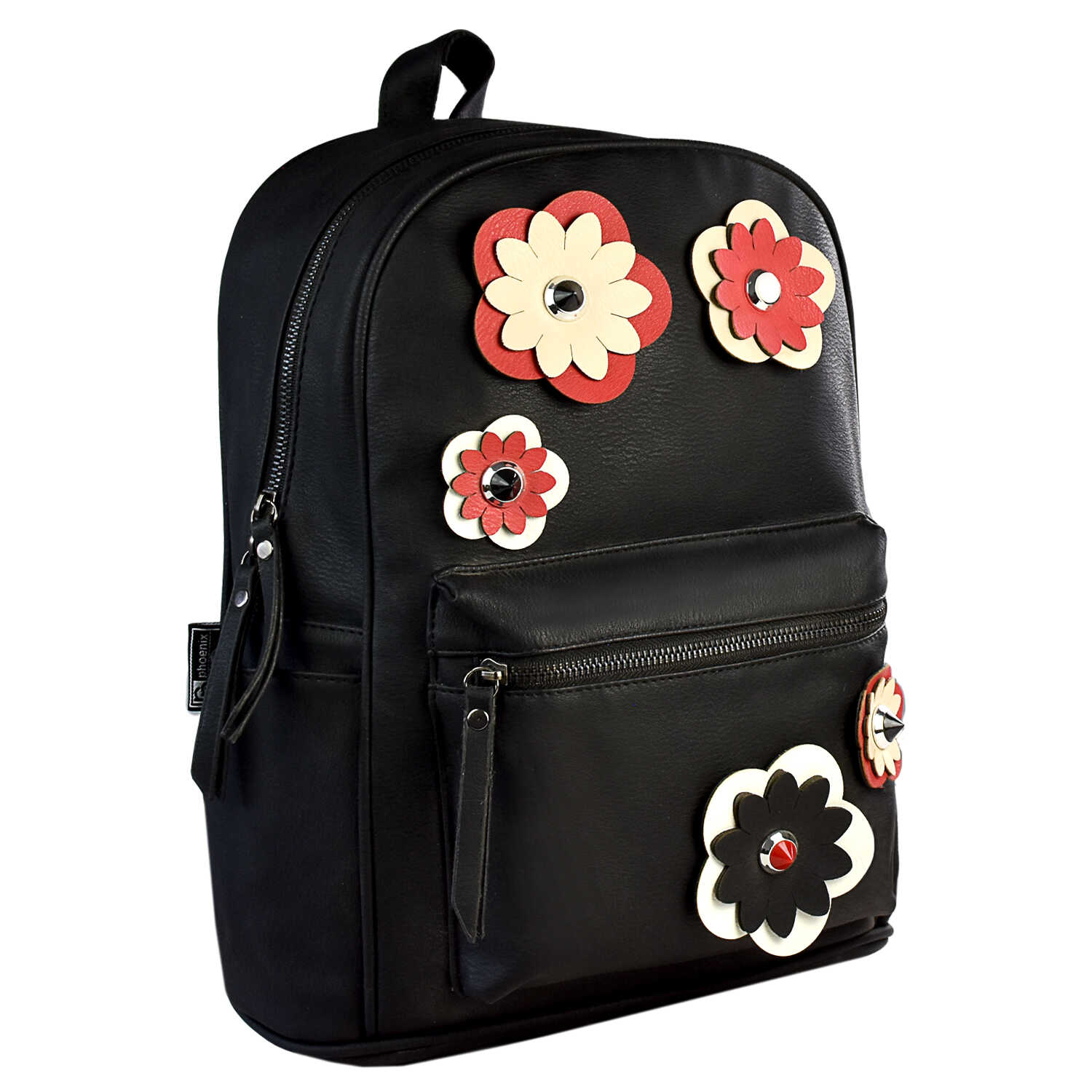 Рюкзак молодежный 1отд Черный с цветами 35х26х16см кожзам ФЕНИКС 46059 уни 925₽