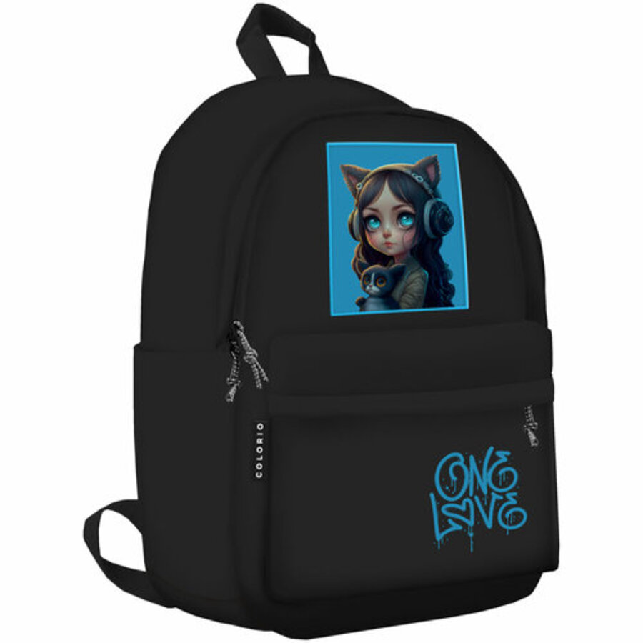 Рюкзак 1отд. Девочка аниме 400х270х120мм черный Colorio