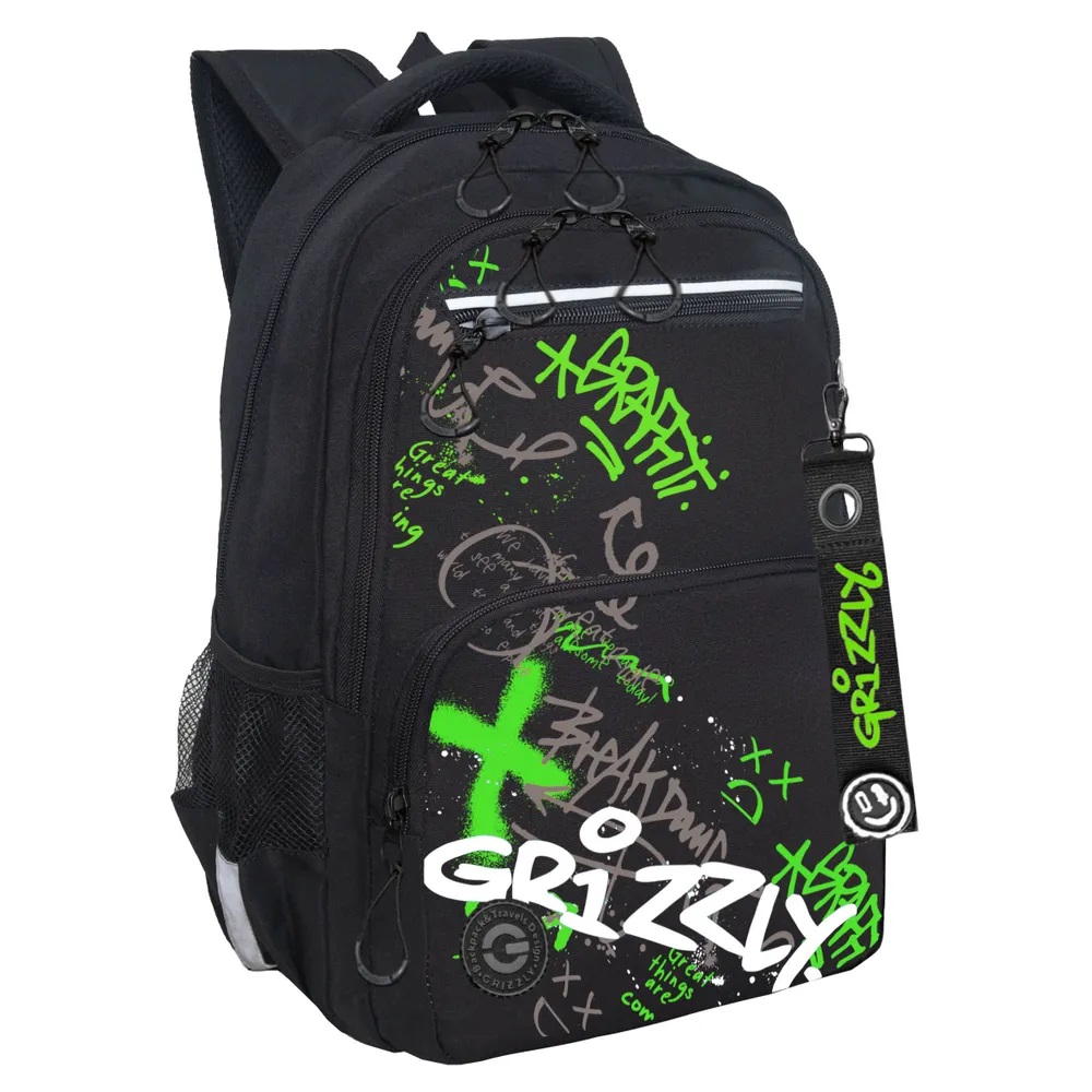 

Рюкзак школьный 2отд. Зеленый 28х39х20см GRIZZLY