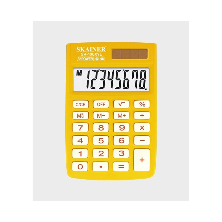 

Калькулятор карманный 8 разряд. 2-е пит. желтый SKAINER ELECTRONIC CO SK-108XYL