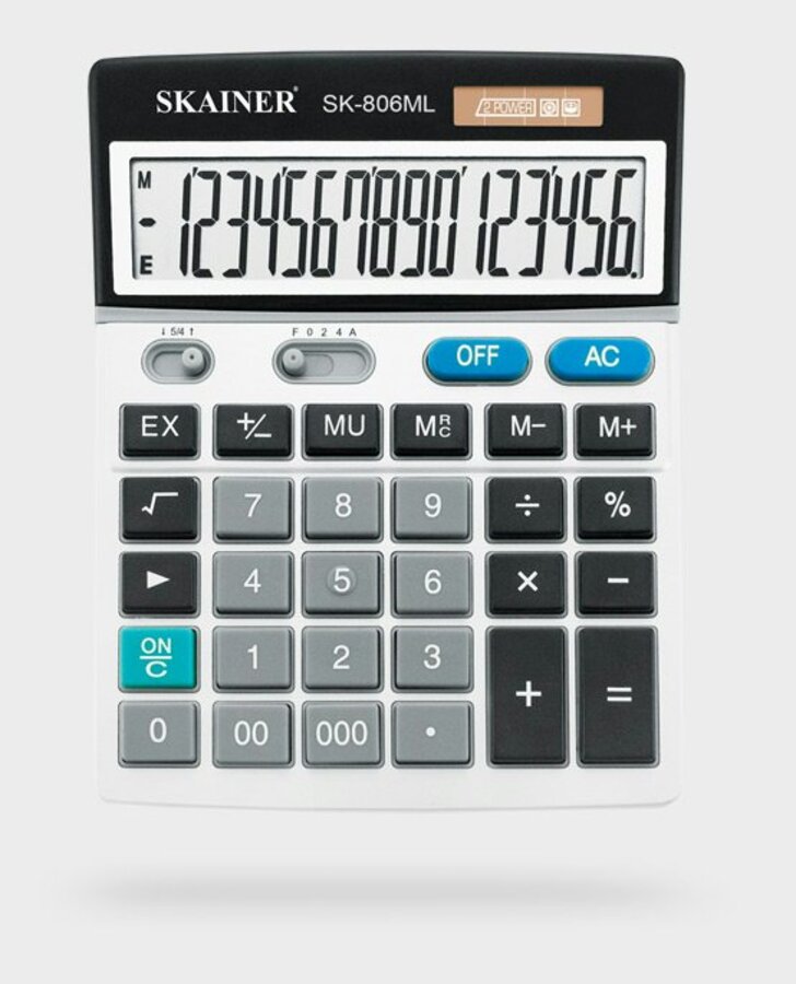 

Калькулятор настольный 16 разряд. 2-е пит. серый SKAINER ELECTRONIC CO SK-806ML