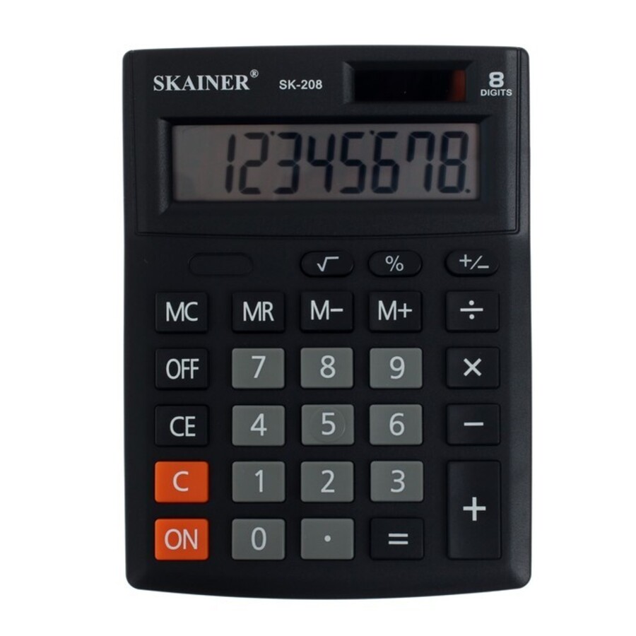 

Калькулятор настольный 8 разряд. 2-е пит. черный SKAINER ELECTRONIC CO SK-208