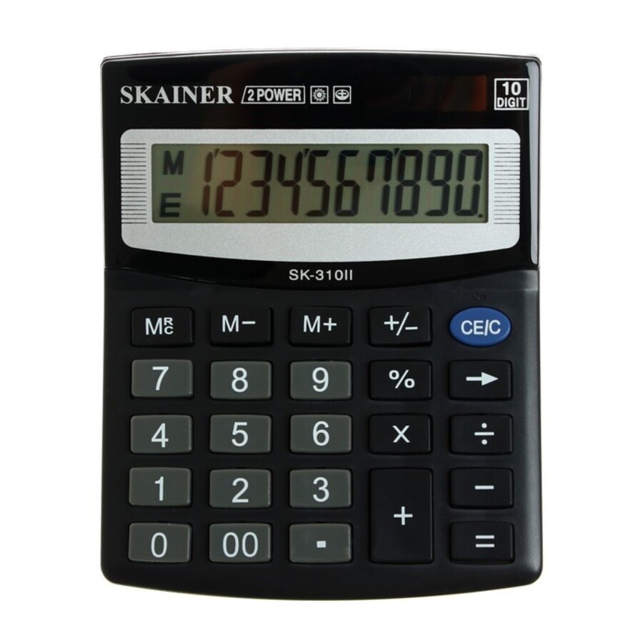 

Калькулятор настольный 10 разряд. 2-е пит. черный SKAINER ELECTRONIC CO SK-310II