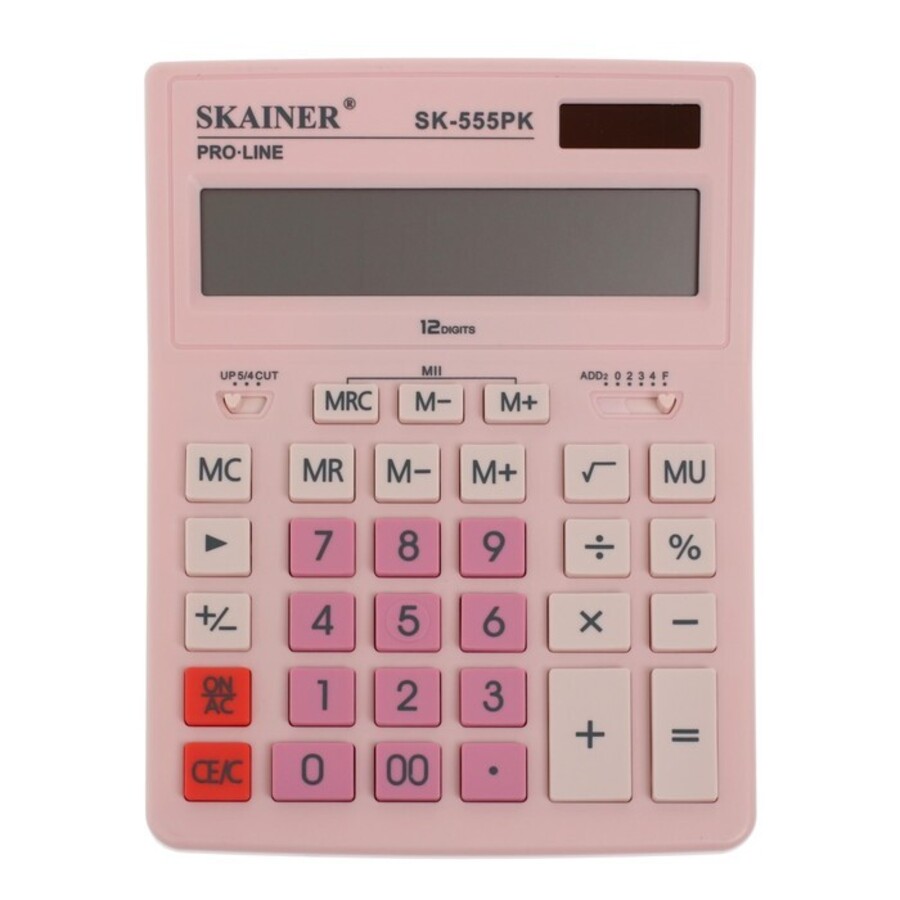 

Калькулятор настольный 12 разряд. 2-е пит. розовый SKAINER ELECTRONIC CO SK-555PK