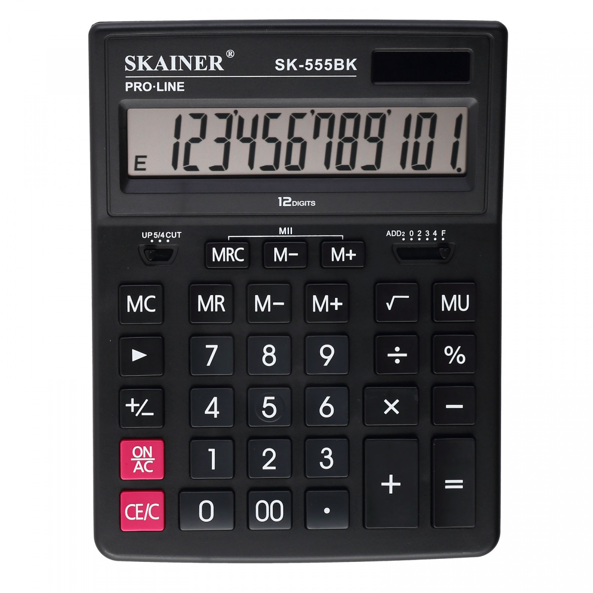 

Калькулятор настольный 12 разряд. 2-е пит. 2 память черный SKAINER ELECTRONIC CO SK-555BK