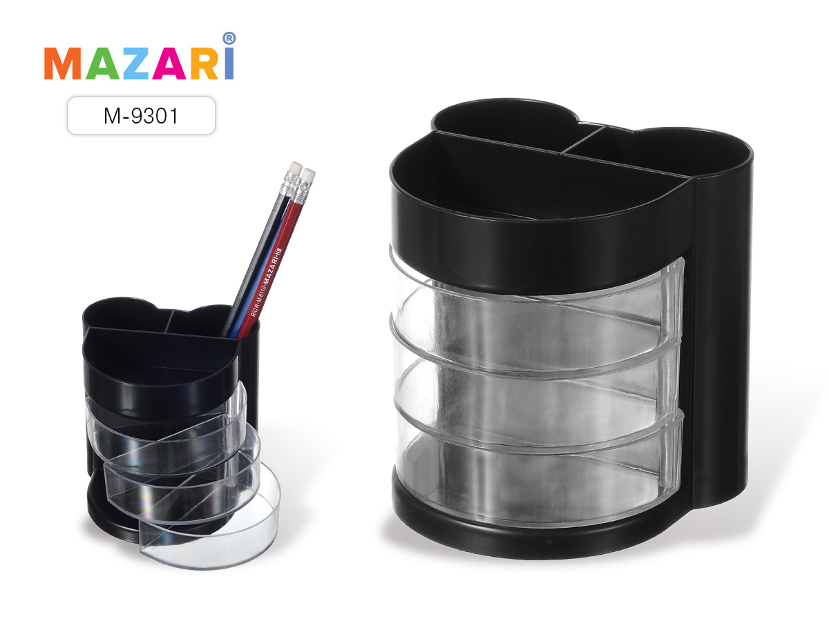 Подставка для канцелярии пластик 6отд черный STRICT MAZARI M-9301 173₽