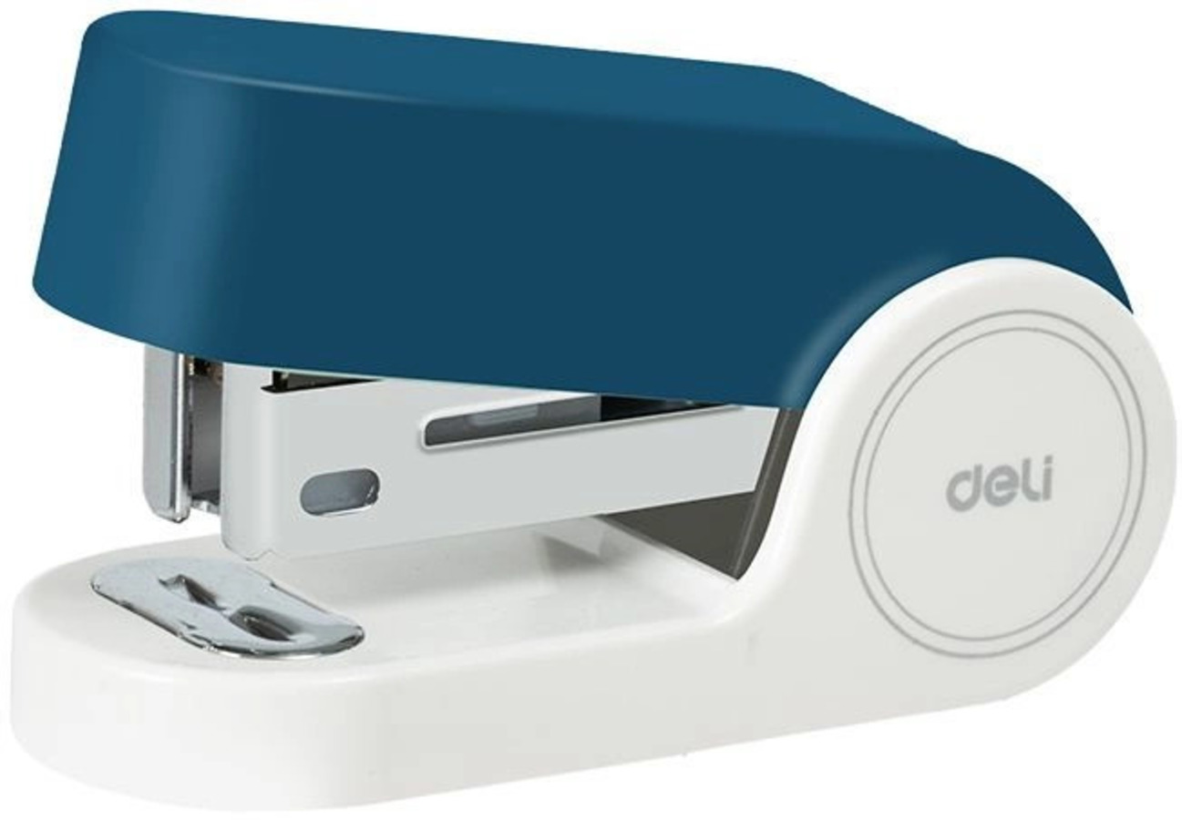 

Степлер -мини №24/6 26/6 15л нескользящее основание синий + скобы блистер DELI EK203-BL