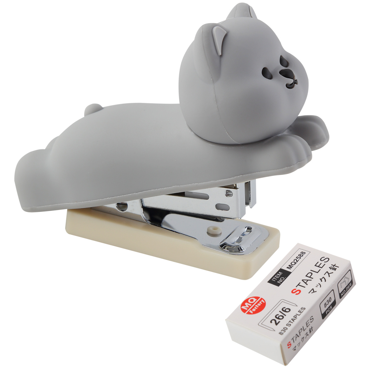 

Степлер №24/6 26/6 20л силикон/металл Mq Kitty серый + скобы 26/6 Кокос 252281