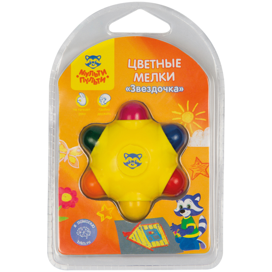 Карандаши восковые 6цв фигурные d-10мм пластиковые блистер Звездочка МУЛЬТИ-ПУЛЬТИ PC_15896 130₽