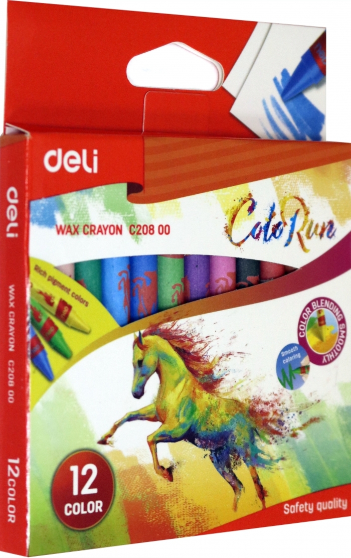

Карандаши восковые 12цв круглые d-8мм карт.уп. ColoRun DELI EC20800