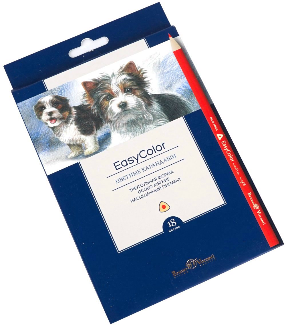 

Карандаши цветные 18цв 3-гран. дерево Easycolor карт.уп. BRUNO VISCONTI 30-0029