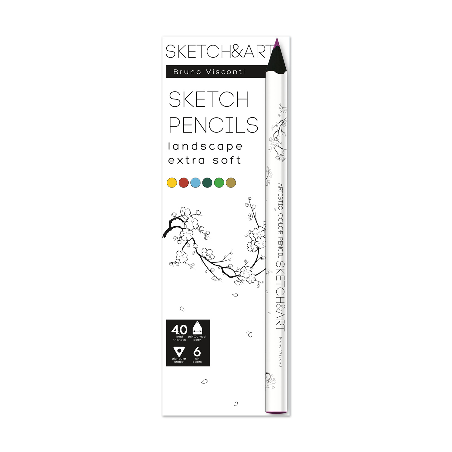 

Карандаши цветные 6цв 3-гран. дерево утолщенные SKETCH&ART Лесной пейзаж BRUNO VISCONTI 30-0118/07