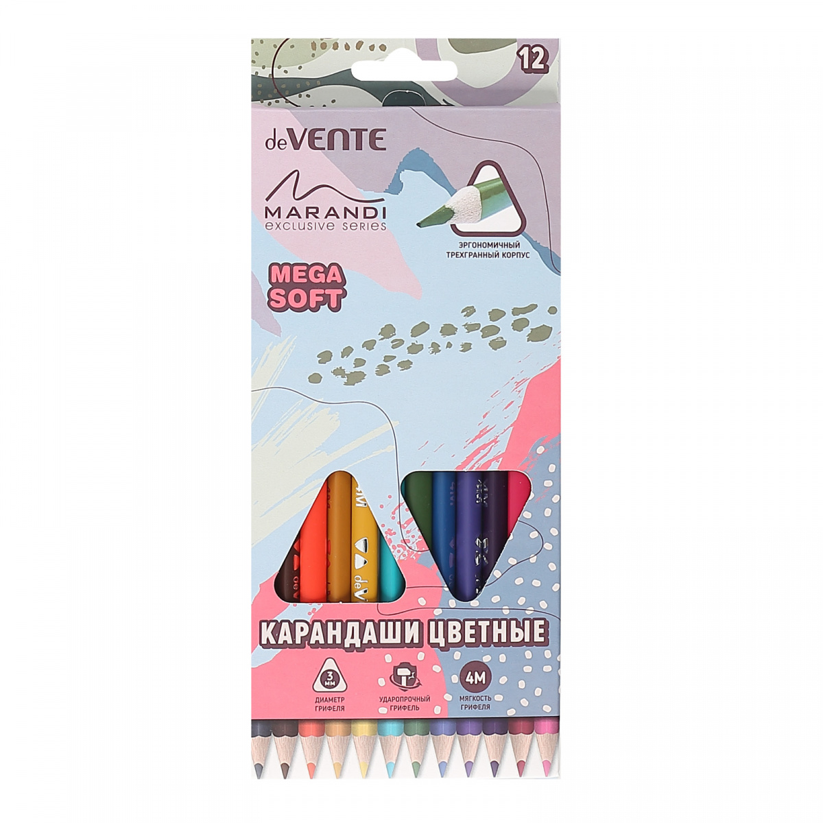 

Карандаши цветные 12цв 3-гран. дерево Trio Mega Soft Marandi 4М карт.уп. deVENTE 5022219