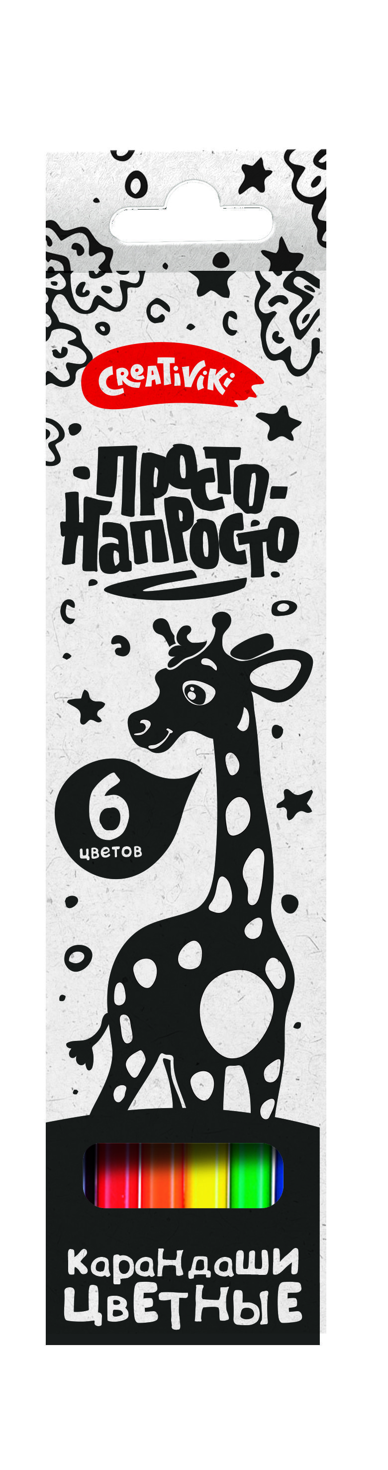 

Карандаши цветные 6цв 6-гран. дерево Просто-напросто карт.уп. CREATIVIKI КЦ06КРПН