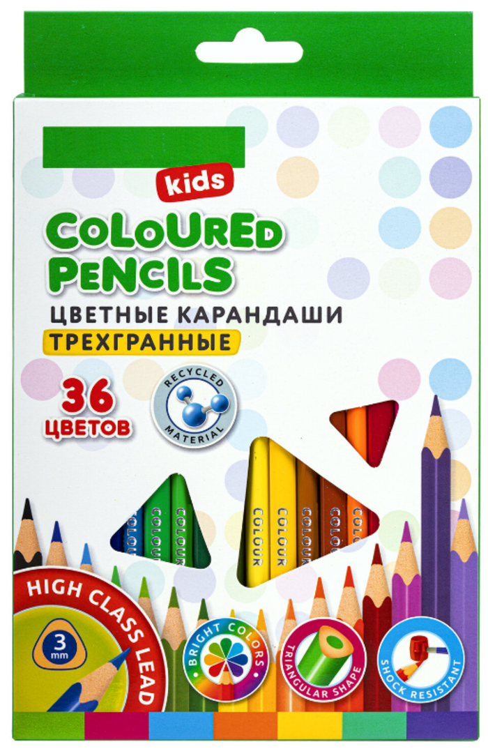 

Карандаши цветные 36цв 3-гран. пластик мягкие гриф. Kids BRAUBERG 181945