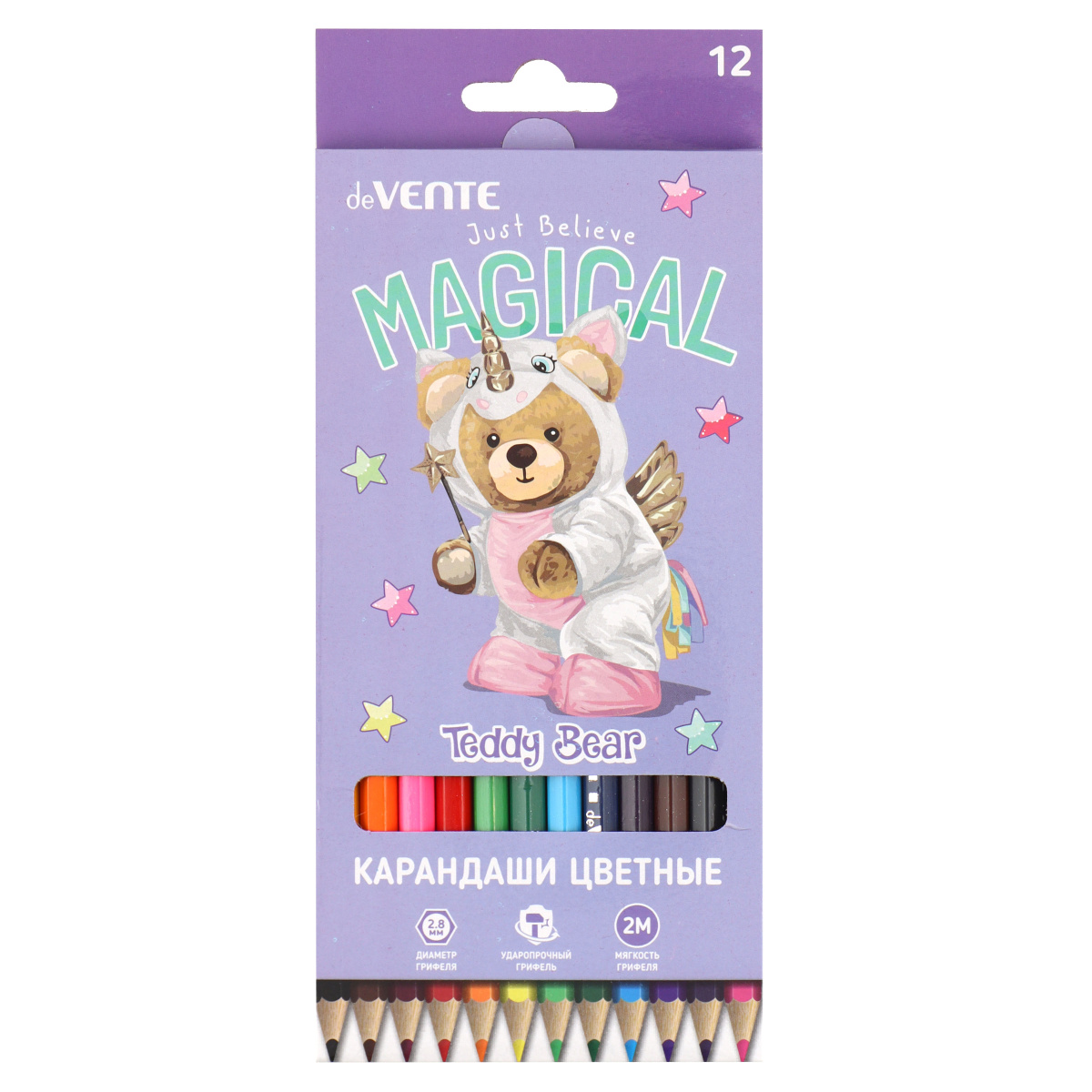 Карандаши цветные 12цв 6-гран дерево Teddy Bear картуп deVENTE 5022414 80₽