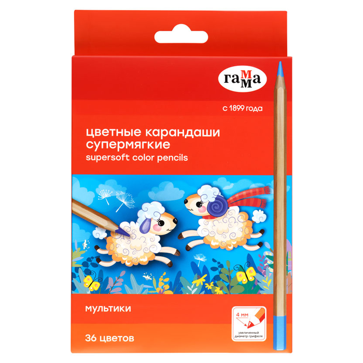 

Карандаши цветные 36цв 6-гран. дерево супермягкие Мультики карт.уп. ГАММА 80220219