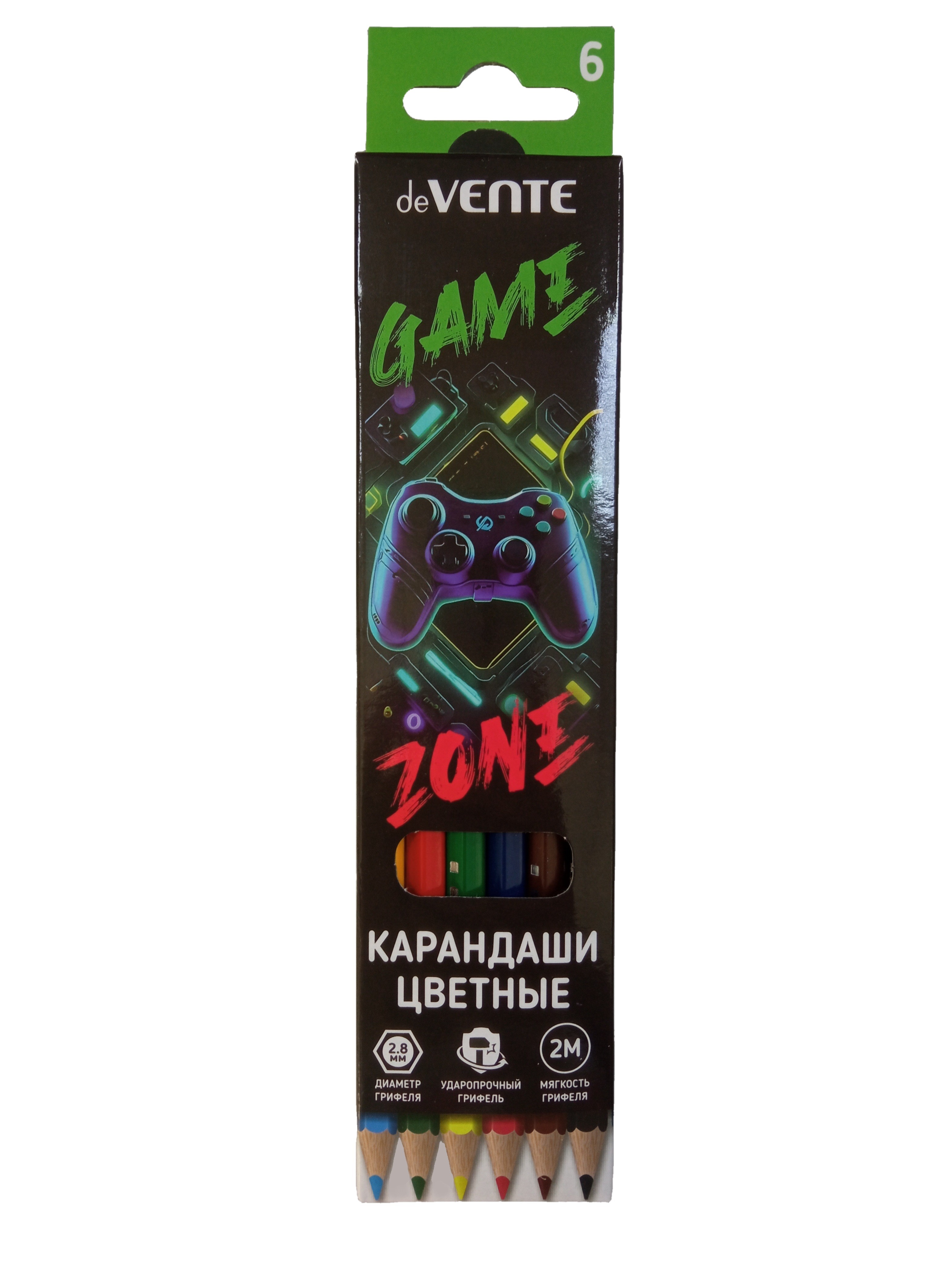 

Карандаши цветные 6цв 6-гран. дерево Gamer карт.уп. deVENTE 5021538