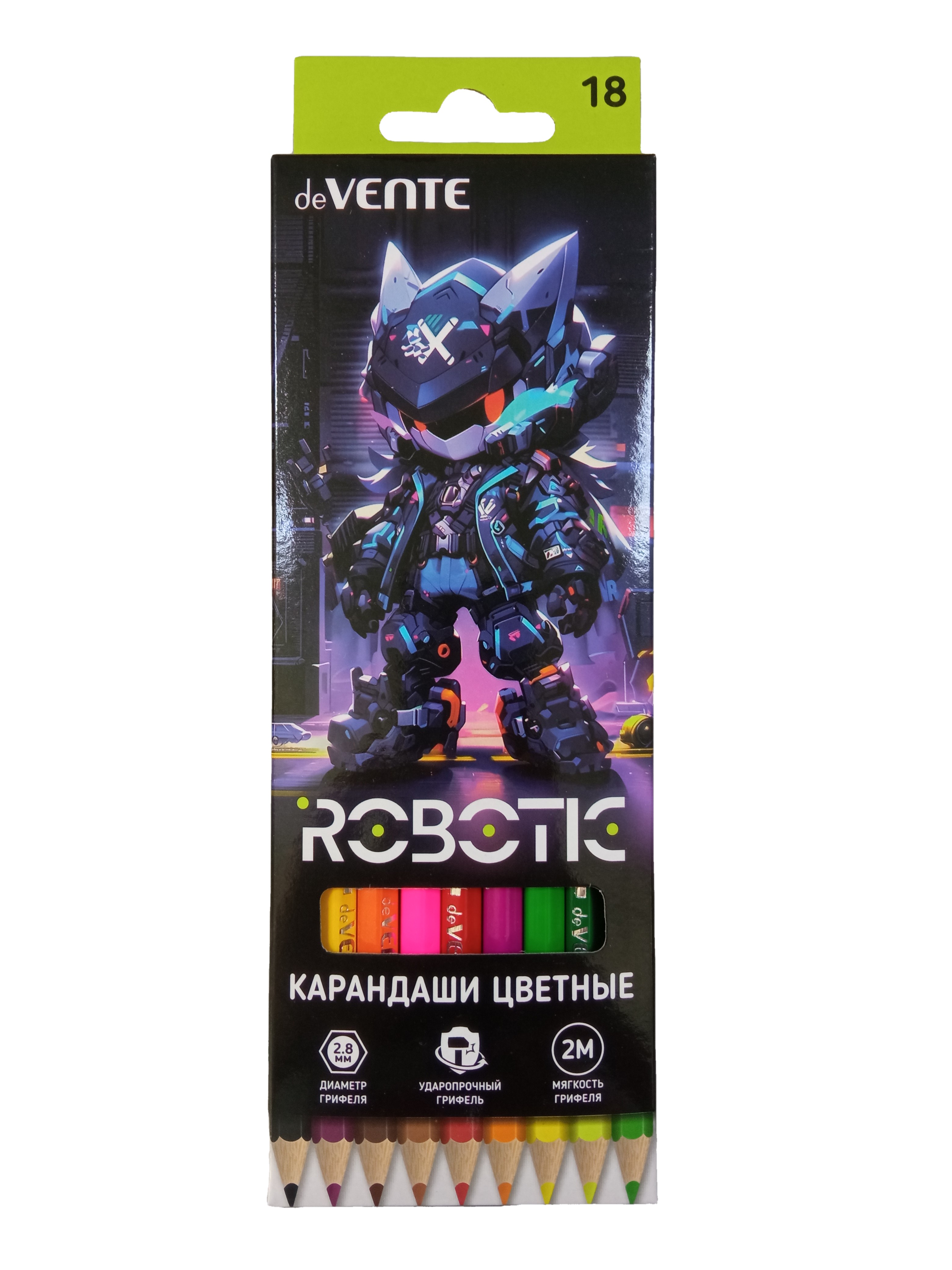 

Карандаши цветные 18цв 6-гран. дерево Robotic deVENTE 5023539