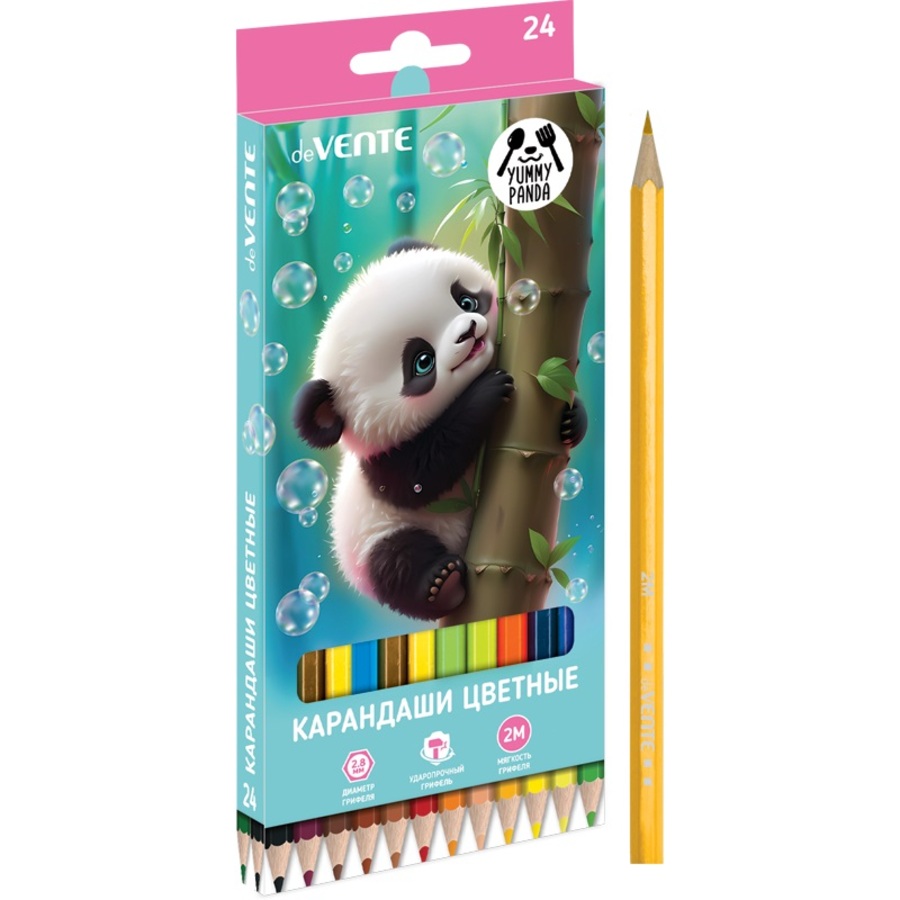 

Карандаши цветные 24цв 6-гран. дерево Yummy Panda карт.уп. deVENTE 5024536