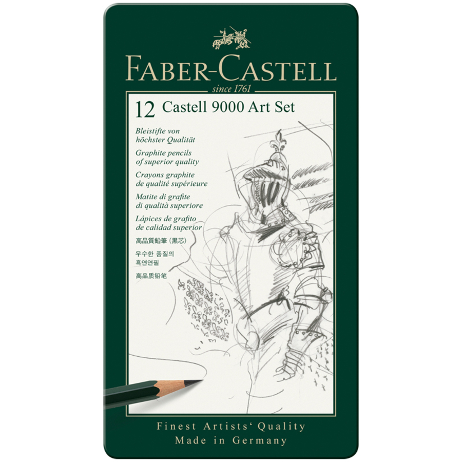 

Карандаш чернографитный набор 12шт 2H-8B Castell 9000 Art Set металл.пенал FABER-CASTELL 119065