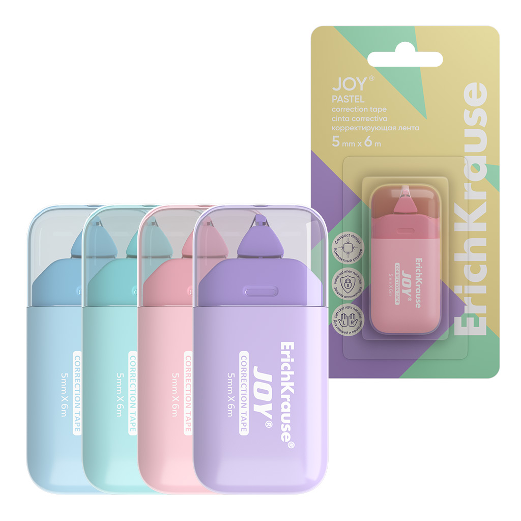 

Корректор роллер 5мм х 6м Joyr Pastel ассорти ERICH KRAUSE 61930
