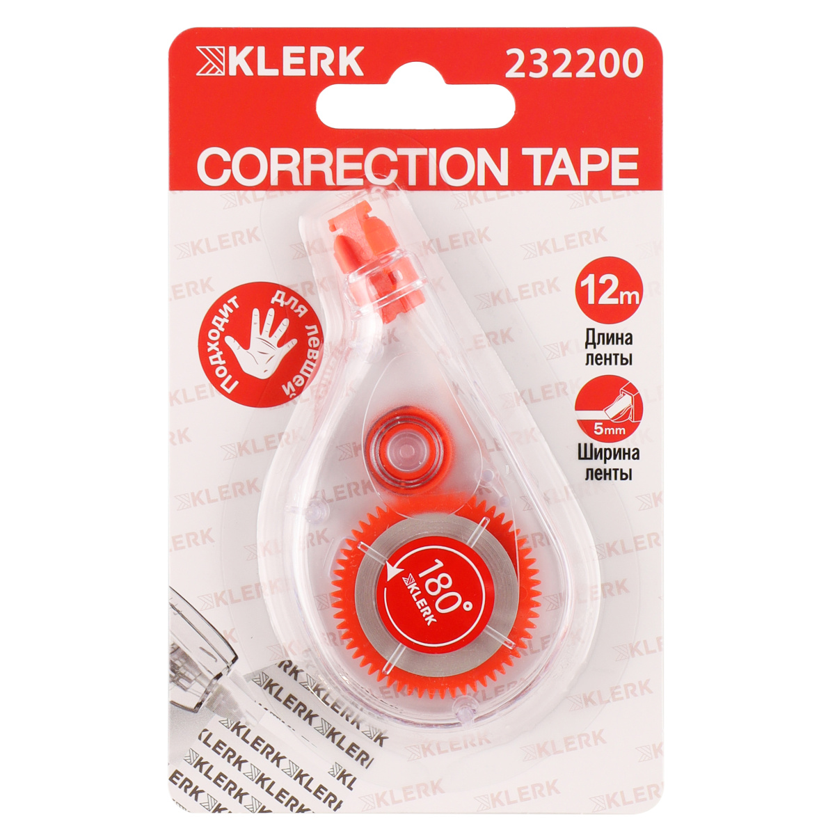 Корректор роллер 5мм х 12м бело-красный корпус KLERK 232200 96₽