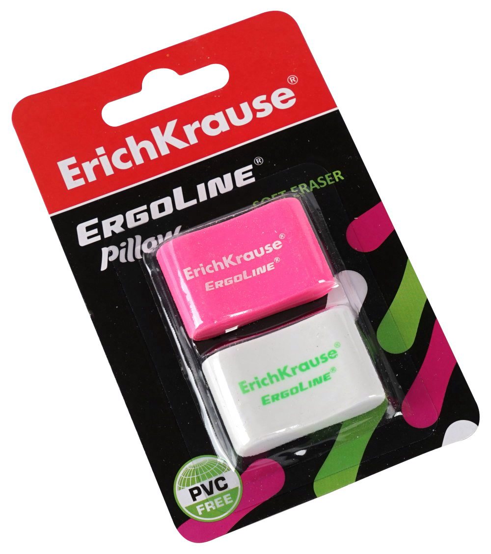 

Ластик набор 2шт прямоугольный синт.каучук 110х70х10мм розовый и белый Pillow ERICH KRAUSE 44478