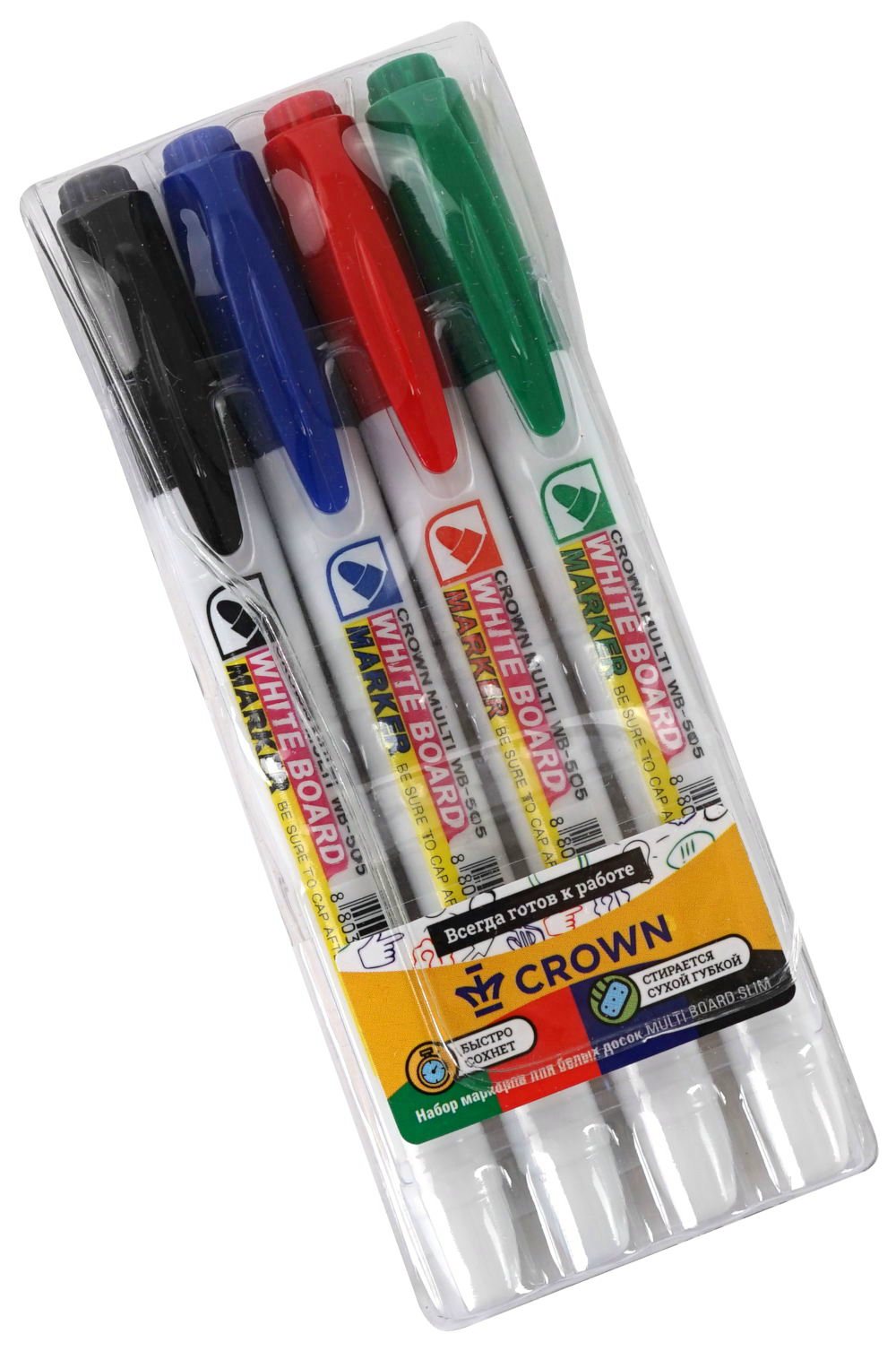 

Маркер для доски набор 4 цвета 2мм CROWN WB-505-4(SET)