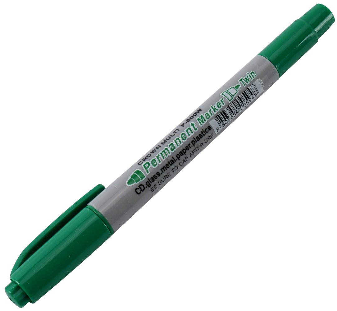 Маркер перманентный двухсторонний Crown 4-2мм зеленый CROWN P-800W 116₽