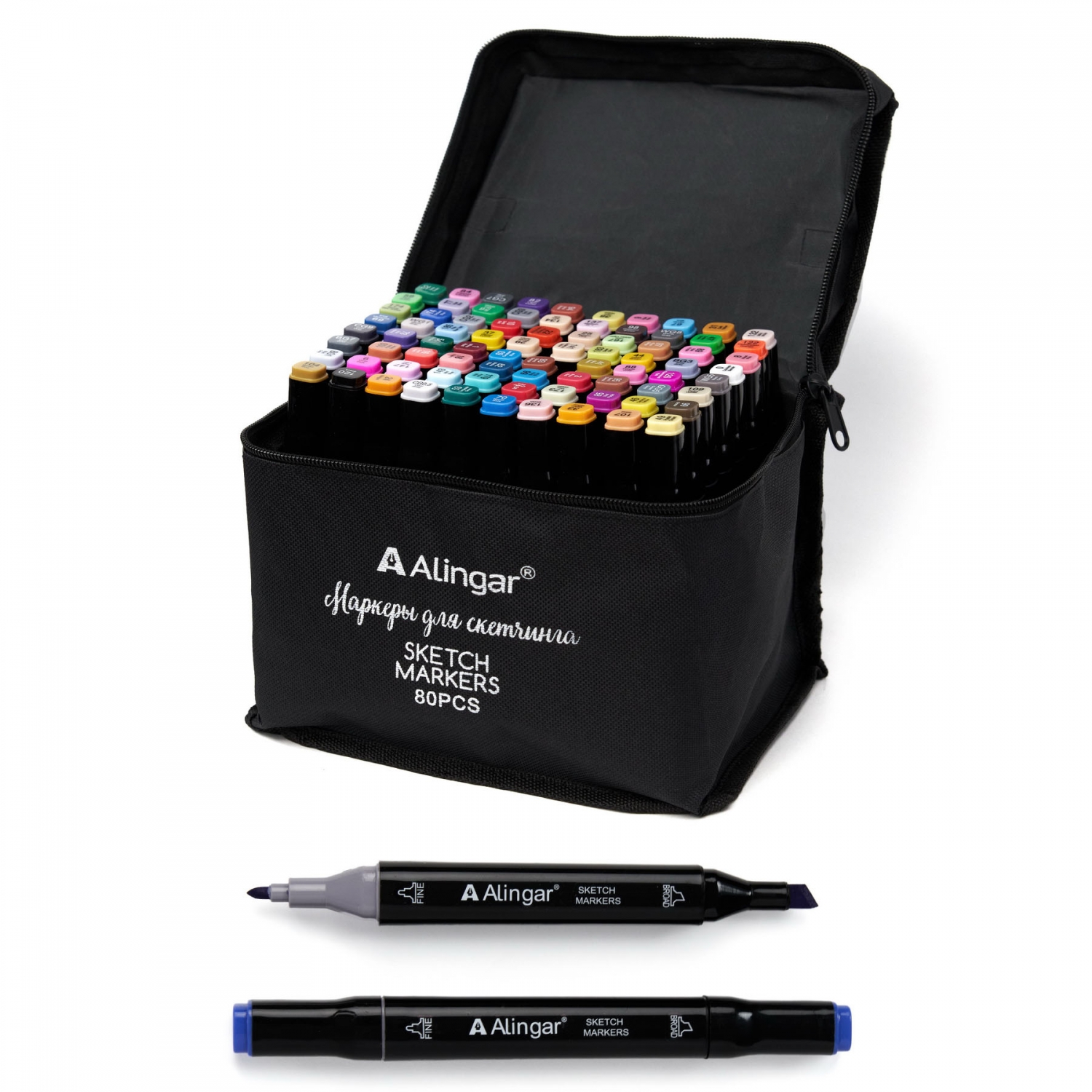 Маркеры для скетчинга двухсторонние 80цв ALINGAR AL7500 1005₽