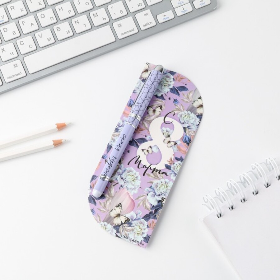 Ручка подарочная шариковая синяя 10мм С 8 марта пластиккорпус подложка SM 7106363 114₽