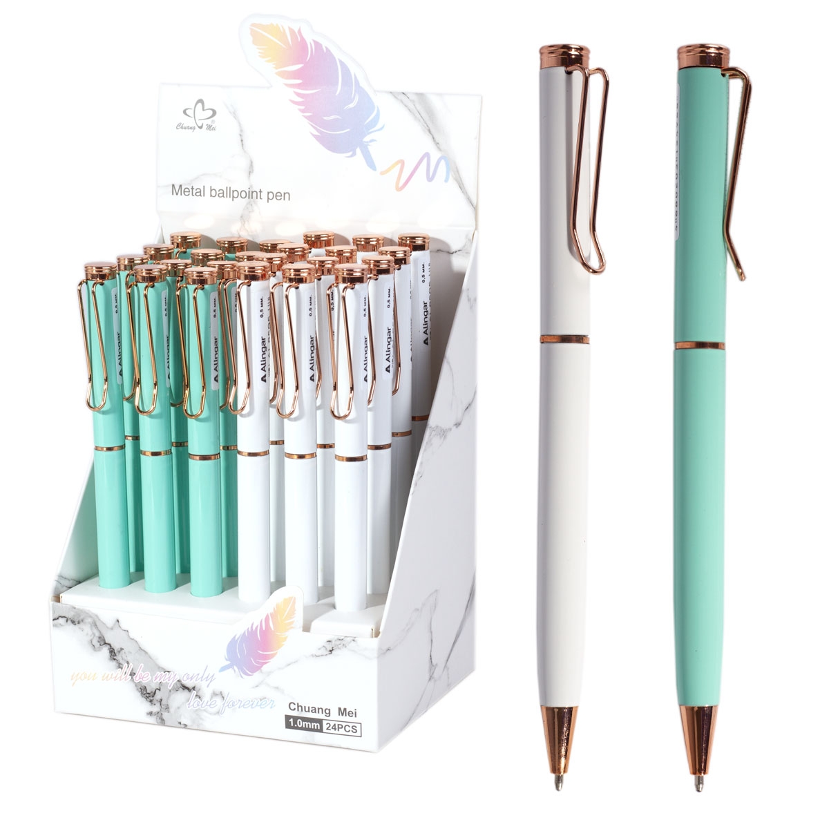 

Ручка подарочная шариковая пов.мех. синяя 0,5мм метал.корпус ассорти ALINGAR AL8505