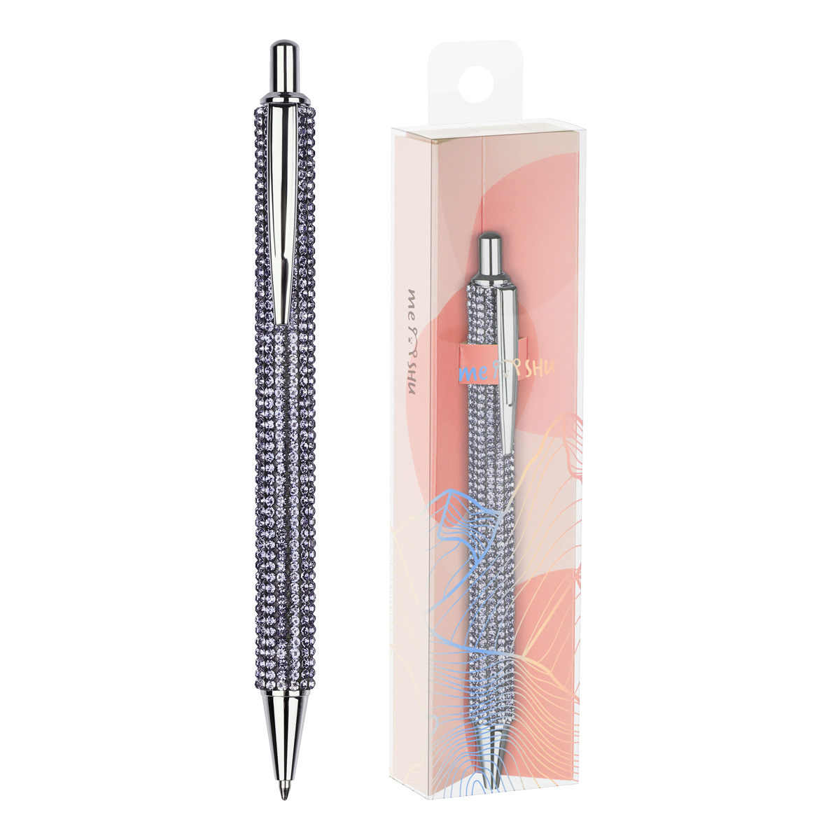 

Ручка подарочная автом. синяя 1,0мм Lilac diamond металл.корп. пласт.уп. MESHU MS_65984