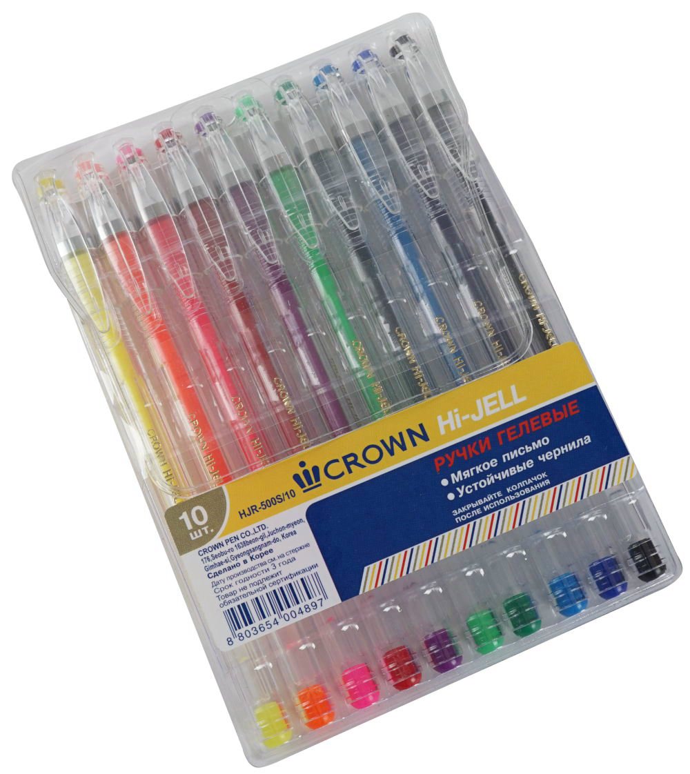 

Ручка гелевая Набор 10цв 0,5мм Hi-Jell Color CROWN HJR-500SET/10