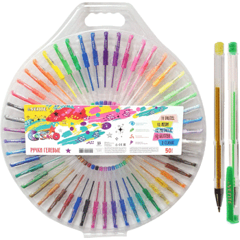 Ручка гелевая Набор 50цв 08мм Cosmo неон металлик с блестками 5051050 863₽