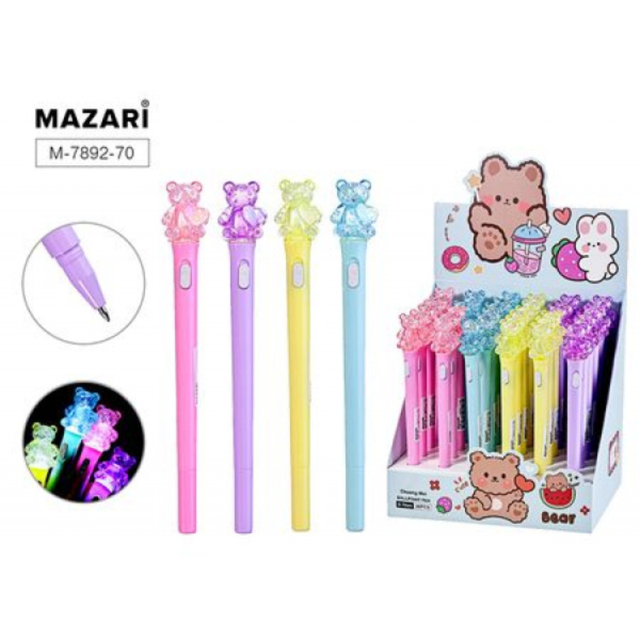 

Ручка сувенирная шариковая синяя 0,7мм Bear с подсветкой ассорти MAZARI M-7892-70