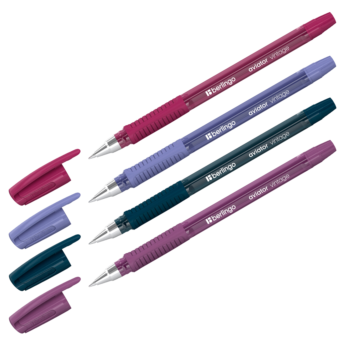 

Ручка шариковая синяя 0,7мм Aviator Vintage резин.держ. ассорти BERLINGO CBp_07513