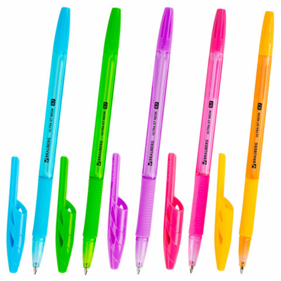 

Ручка шариковая синяя 0,35мм с грипом Ultra GT NEON грип ассорти BRAUBERG 144054